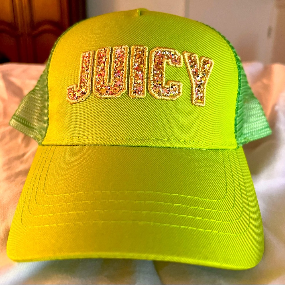 NWT Juicy Couture Lime Green Bling Hat Ajustable One Size Fits All